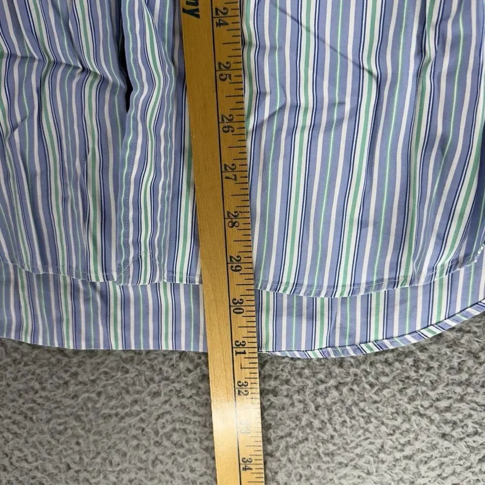 Ralph Lauren Custom‎ Fit Long Sleeve Button Shirt Men's 17 XL Blue Green Striped